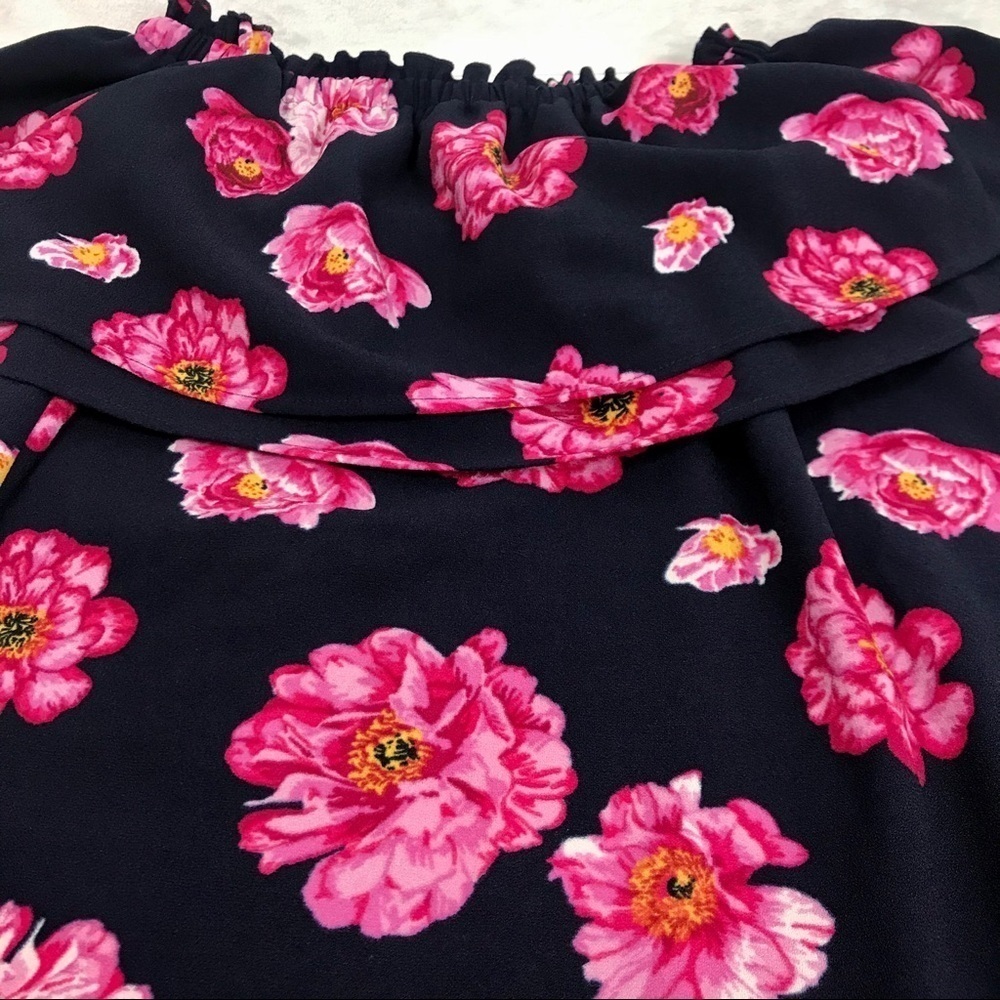 Mud Pie Pippa Off-the-Shoulder Navy Pink Floral - Picture 8 of 13